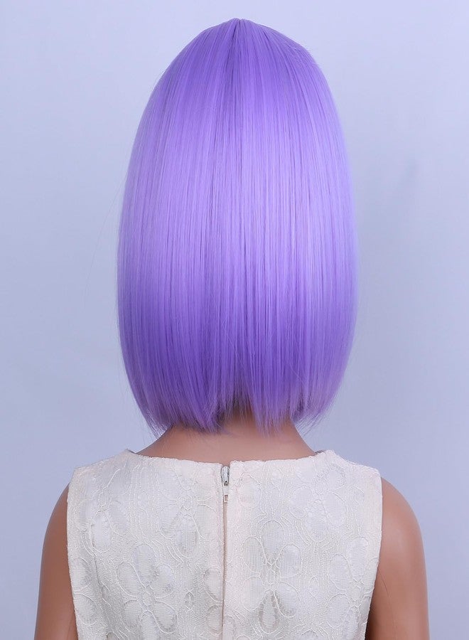 PATTNIUM Kids Purple Wig Child Bob Wig Short Light Purple Wigs for Girls Lavender Purple Bob Hair Cosplay Party Synthetic Rose Net Daily Wear Wigs - Image 4